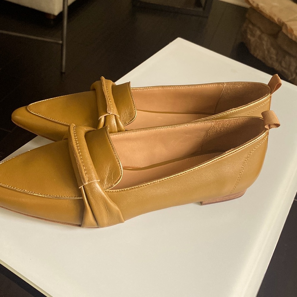 bill blass Mustard Yellow Pointed Toe Loafers